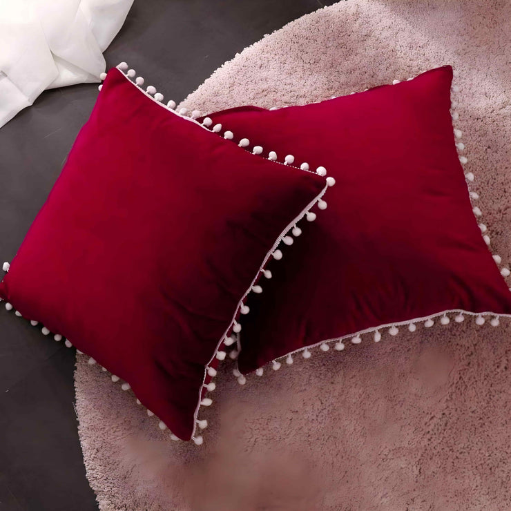 Laced Velvet Cushion Covers - Pack of 2