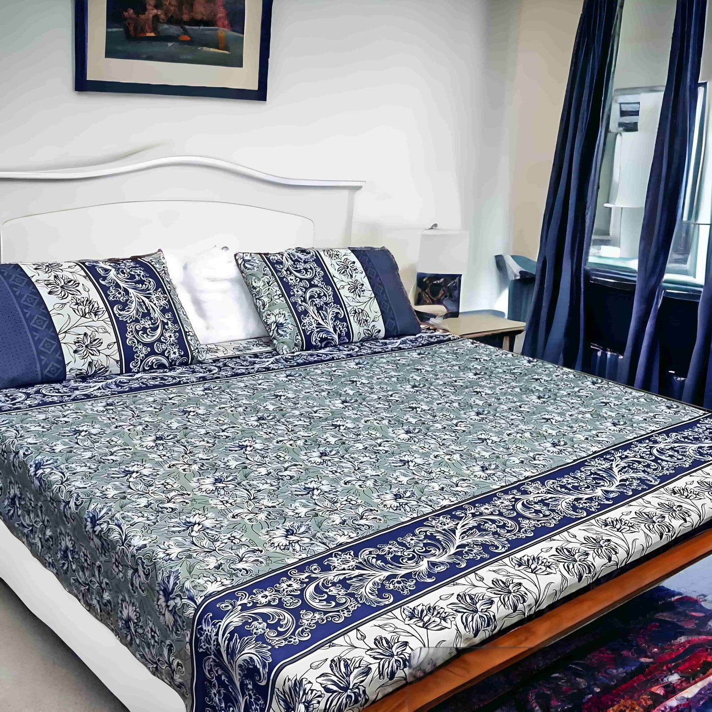 Crystal Cotton 3pc Bedsheet - Grey Cloud