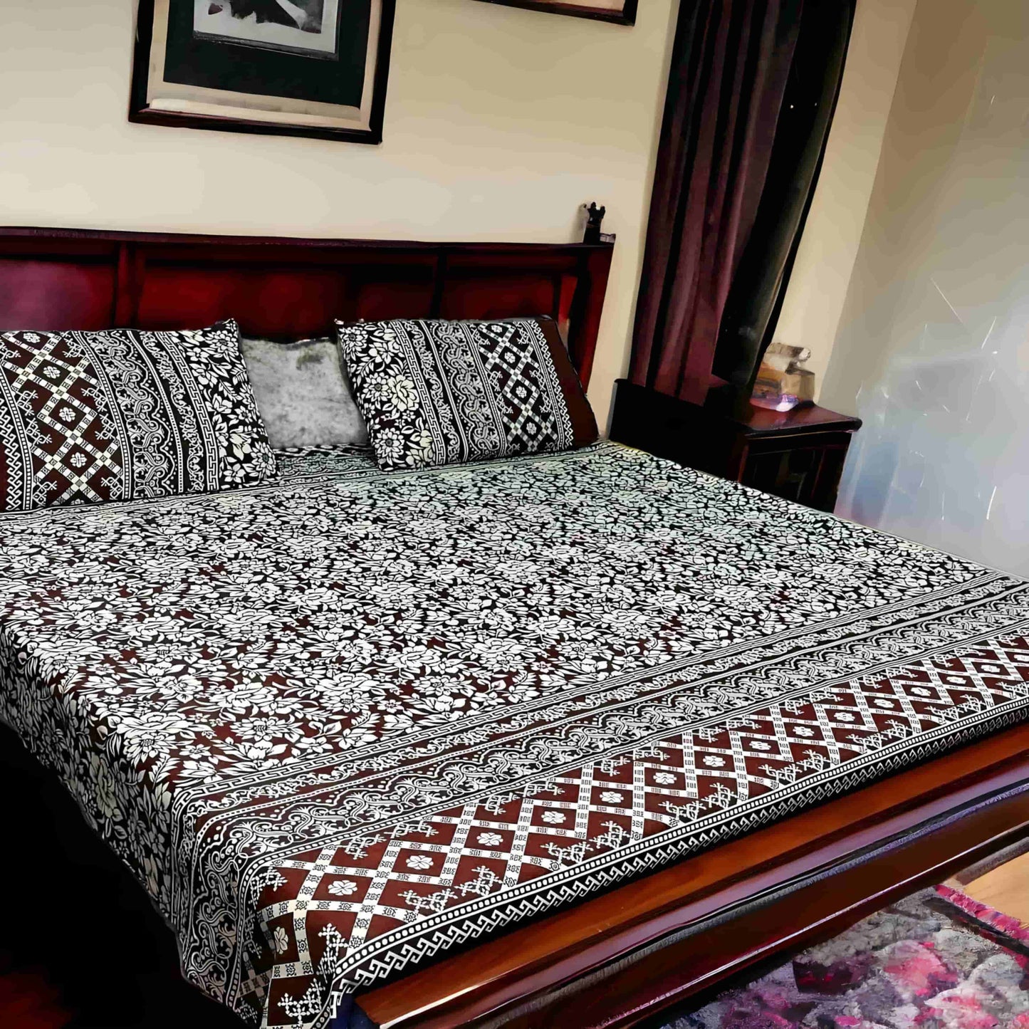 Crystal Cotton 3pc Bedsheet - Garden